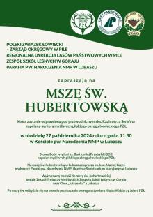 zaproszenie na Mszę św. Hubertowską